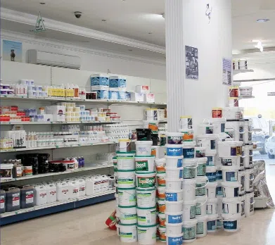 agriculture material stocked in shelves in a store